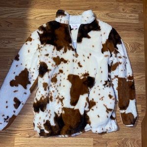 Women’s Cow print quarter zip